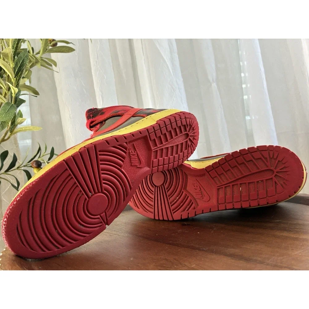 Men's 1985 Nike Red Acid Dunks‎ High Top Size 7 Red/Black /Gray /Yellow - Picture 10 of 11